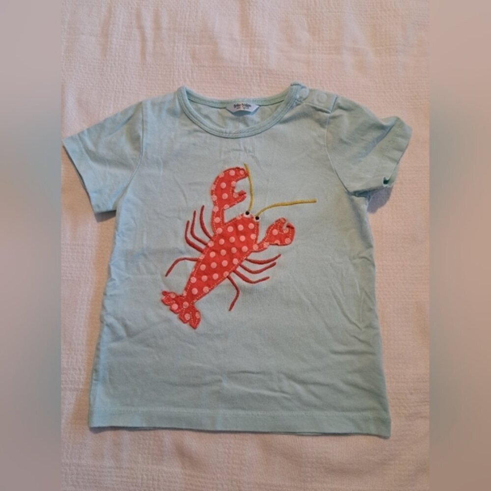 Baby Boden girls 2-3 years lobster applique short sleeve shirt, has a few marks